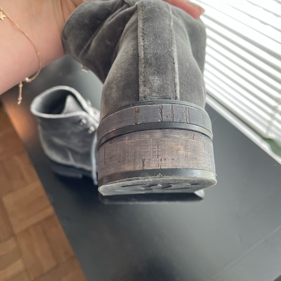 Chanel CC Logo Gray Black Combat Boots Size 37 (6) - Picture 13 of 13